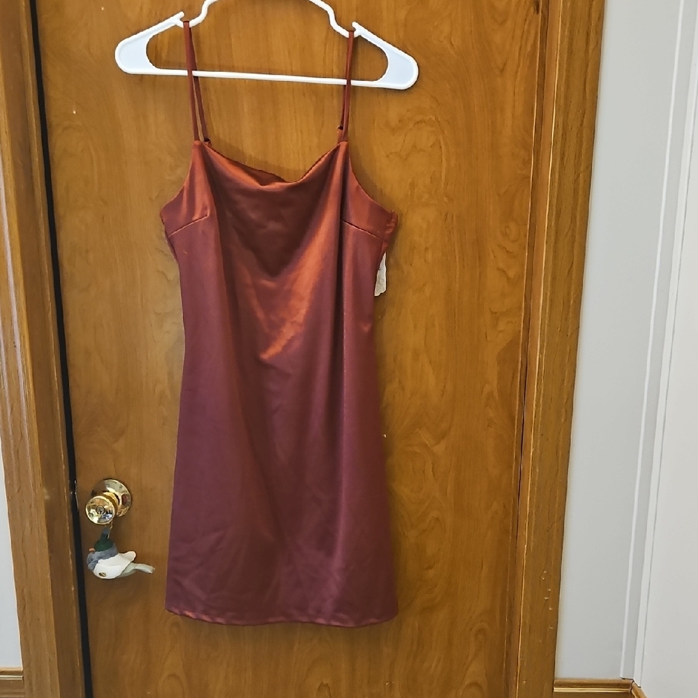 Altar'd State Wine Satin Mini Dress - Picture 1 of 6